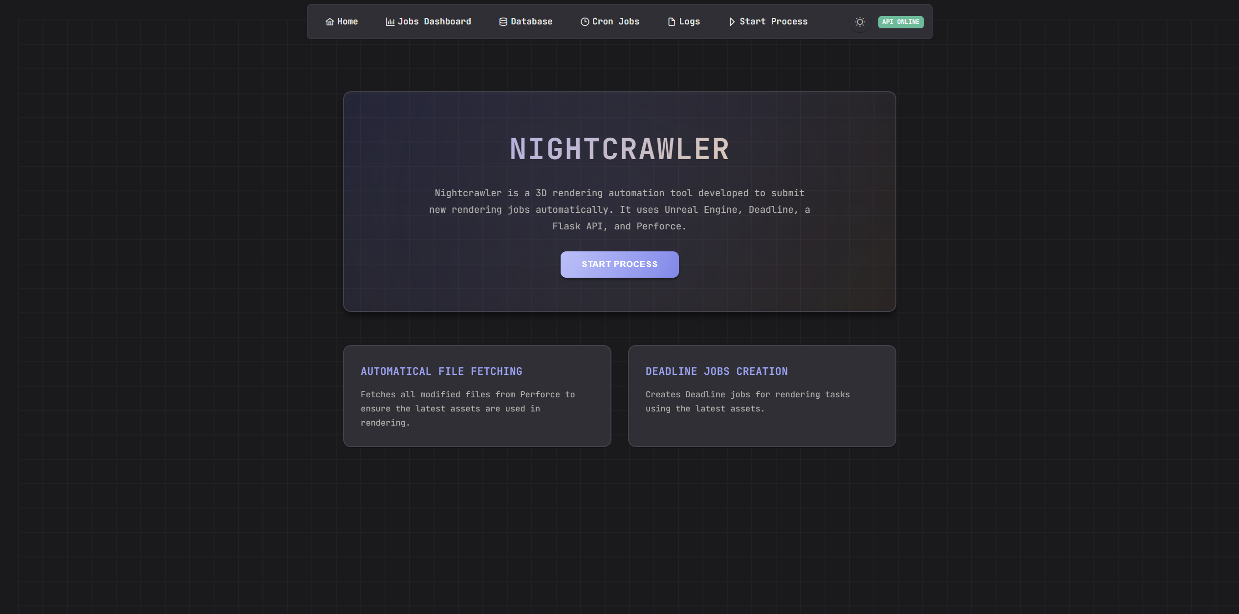 Front end de l'application NightCrawler
